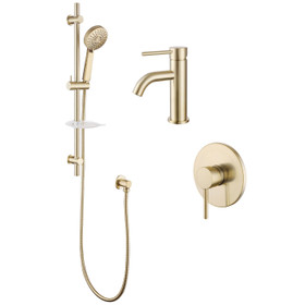 Vogue Linear Brushed Brass Tapware Combo Vogue Linear Brushed Brass Tapware Combo