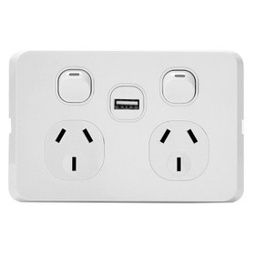 Edge Double Power Point with USB 10A - Horizontal