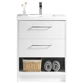 Vogue Fremont Floor Vanity 600mm White Lacquer with Stone Resin Omega Top