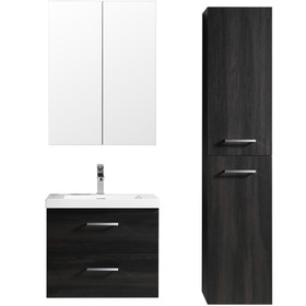 Novo Wall Vanity 600mm Black Woodgrain with Omega Top