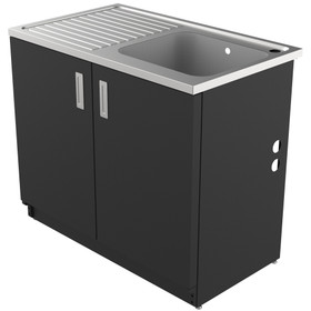 Vogue Alpine Laundry Cabinet with 3 Removable Baskets Black - 1000mm Vogue Alpine Laundry Cabinet with 3 Removable Baskets Black - 1000mm