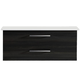 Vogue Novo Wall Vanity Black Woodgrain with White Artificial Marble Countertop 1200mm