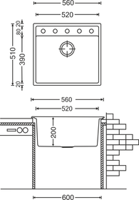 Carysil Quartz Sink Insert 560 x 510mm Black