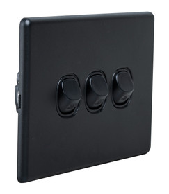 Slimline Electrical 3 Gang Switch Black 16A - Universal
