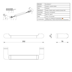 Klässich Avant Hand Towel Bar Matte Black