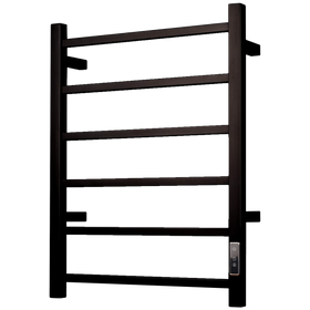 Vogue 6 Bar Heated Towel Rail With Timer Black