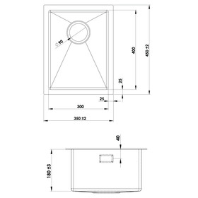 Carysil Roma Single Bowl Sink Insert 350 x 450mm