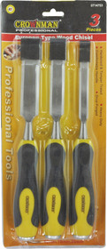 Crownman Firmer-Chisel with Double Colour TPR Handle 10x25mm 3 PCS Set