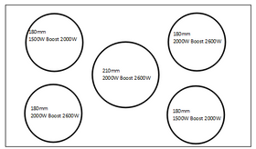 Vogue Induction Cooktop 77cm Bevelled Edge