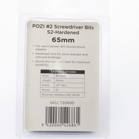 TDX Screwdriver Bits Pozi #2 65mm (Pack of 10)