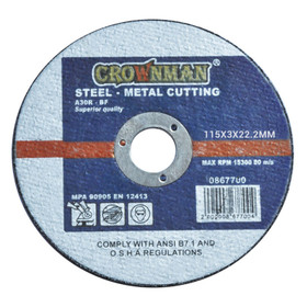 Crownman Flat Cut-Off Disc For Metal - 115x3x22.2mm