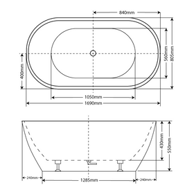 Vogue Zurich Freestanding Bathtub 1700mm