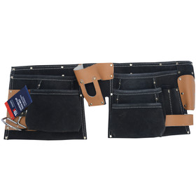 TDX Leather Clip Tool Belt Double Pouch Brown 11 Pockets TDX Leather Clip Tool Belt Double Pouch Brown 11 Pockets