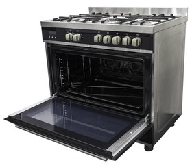 Vogue Freestanding Oven 90cm with Gas Cooktop - Black Glass