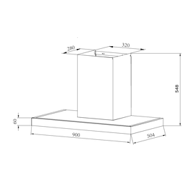 Vogue Canopy Rangehood 90cm - Black w. Touch Control - 750m³/h