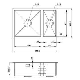 Carysil Double Bowl Sink Insert Gunmetal - 680 x 450mm