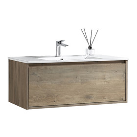 HUDSON Wall Vanity with Classic CeramicTop 900mm Forest Grain (FLATPACK)