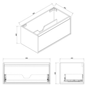 HUDSON Wall Vanity with Classic Ceramic Top 900mm White Gloss (FLATPACK)