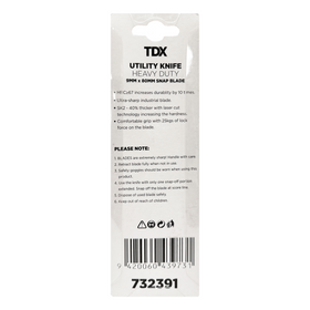 TDX Utility Knife Heavy Duty - 9mm x 85mm TDX Utility Knife Heavy Duty - 9mm x 85mm