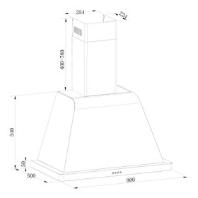 Vogue Canopy Rangehood - 90cm