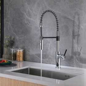 KLÄSSICH Küche Spring Pullout Sink Mixer - Black & Chrome