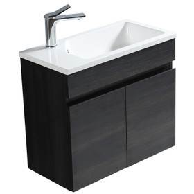Vogue Maia Wall Vanity 600mm with Basin - Black Woodgrain Vogue Maia Wall Vanity 600mm with Basin - Black Woodgrain