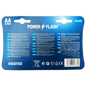 POWER FLASH AA Ultra Alkaline Batteries - 10 Pack