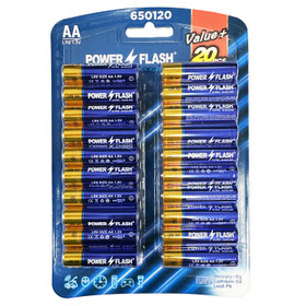 POWER FLASH AA Ultra Alkaline Batteries - 20 Pack