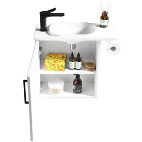 Vogue Noe White Wall Vanity With Top and Holder - 440mm Vogue Noe White Wall Vanity With Top and Holder - 440mm