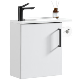 Vogue Noe White Wall Vanity With Top and Holder - 440mm Vogue Noe White Wall Vanity With Top and Holder - 440mm