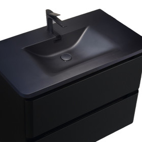 Vogue Edge Black Wall Vanity with Black Stone Resin Top - 1000mm