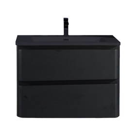 Vogue EDGE WALL VANITY BLACK WITH BLACK TOP 800MM [2 PARTS]