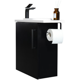 Vogue Noe Matte Black Wall Vanity With Top and Holder - 440mm