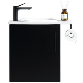 Vogue Noe Matte Black Wall Vanity With Top and Holder - 440mm Vogue Noe Matte Black Wall Vanity With Top and Holder - 440mm