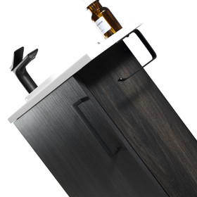 Vogue Noe Black Woodgrain Wall Vanity With Top and Holder - 440mm