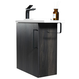 Vogue Noe Black Woodgrain Wall Vanity With Top and Holder - 440mm