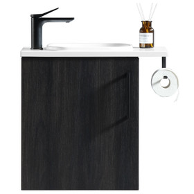 Vogue Noe Black Woodgrain Wall Vanity With Top and Holder - 440mm Vogue Noe Black Woodgrain Wall Vanity With Top and Holder - 440mm