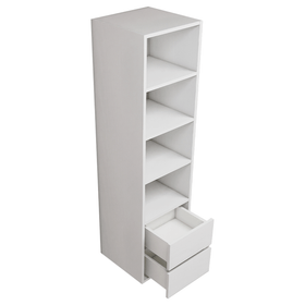 Wardrobe Wall Hung Tower with Shelves & Drawers White Woodgrain - 400mm x 1532mm