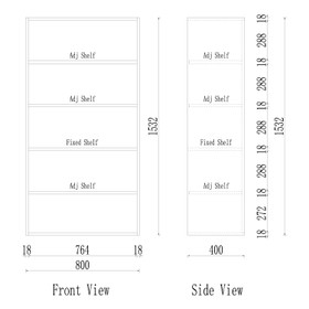 Wardrobe Wall Hung Tower with Shelves Only White Woodgrain - 800mm x 1532mm