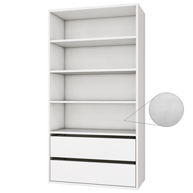 Wardrobe Wall Hung Tower with Shelves & Drawers White Woodgrain - 800mm x 1532mm