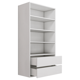 Wardrobe Wall Hung Tower with Shelves & Drawers White Woodgrain - 800mm x 1532mm