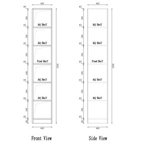 Wardrobe Floorstanding Tower with Shelves Only White Woodgrain - 400mm x 2300mm