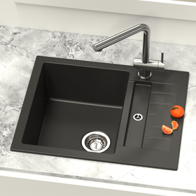 Carysil Granite Sink Insert Tip Toe  Black 615 X 500Mm (D 100 N) 1 Bowl With Drainer.