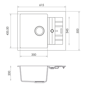 Carysil Granite Sink Insert Tip Toe  Black 615 X 500Mm (D 100 N) 1 Bowl With Drainer.