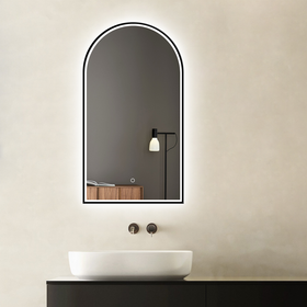 Vogue Arch Black Frame LED Adjustable Mirror With Demister- 500mm