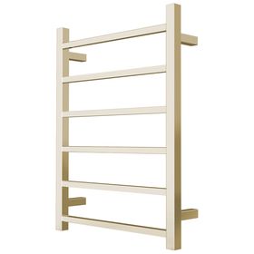 Vogue Brushed Brass Heated Towel Rail 6 Bar - Universal