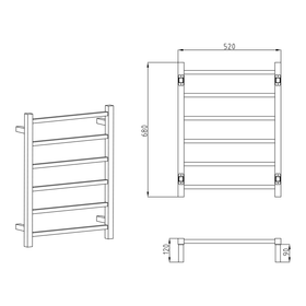 Vogue Brushed Brass Heated Towel Rail 6 Bar - Universal