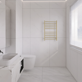 Vogue Brushed Brass Heated Towel Rail 10 Bar - Universal