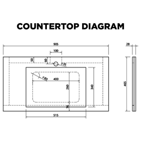 WEIR Wall Vanity With Countertop &  Semi-Recessed Basin - 905mm