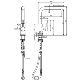 Klässich Köchin Commercial Pull-Out Sink Mixer - Brushed Brass